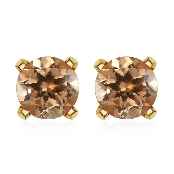 Imperial Garnet Solitaire Stud Earrings 14kt YG Vermeil - Picture 5 of 8